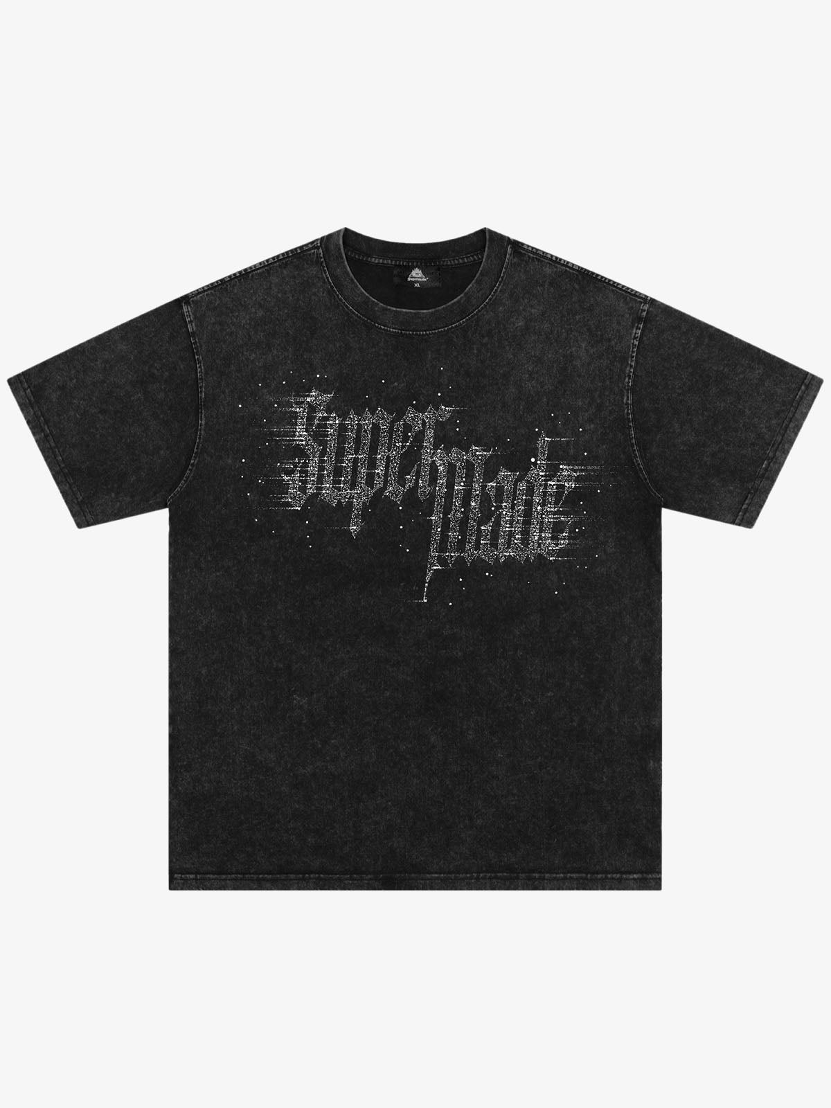 Washed Gothic Letter Imitation Diamond T-Shirt
