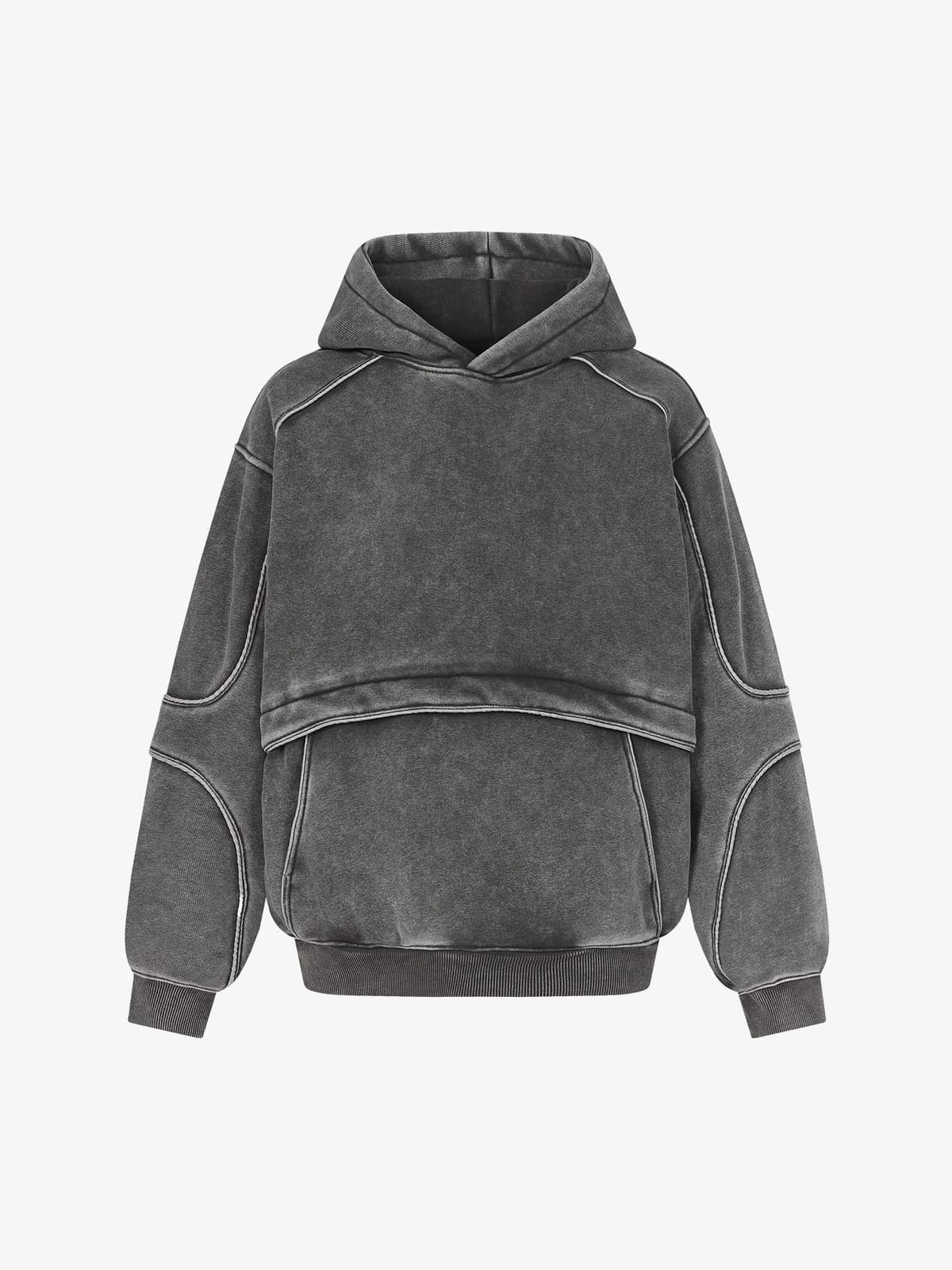 Retro Deconstructed Patchwork Washed Hoodie