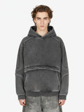 Retro Deconstructed Patchwork Washed Hoodie