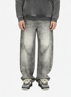 Vintage Heavy Distressed Washed Barrel Jeans