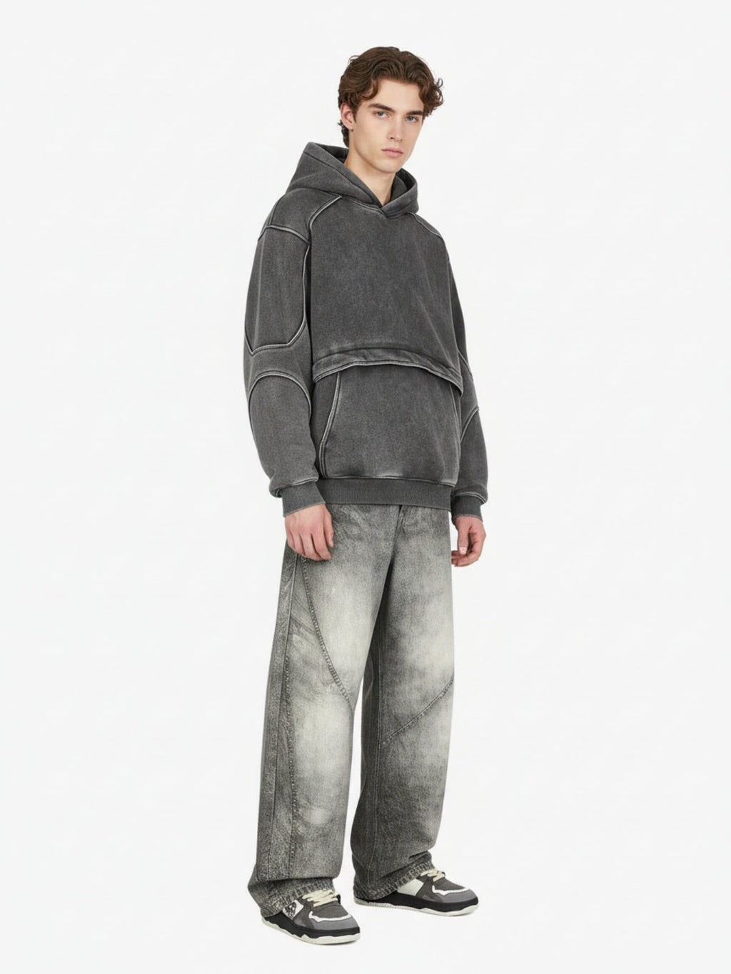 Vintage Heavy Distressed Washed Barrel Jeans
