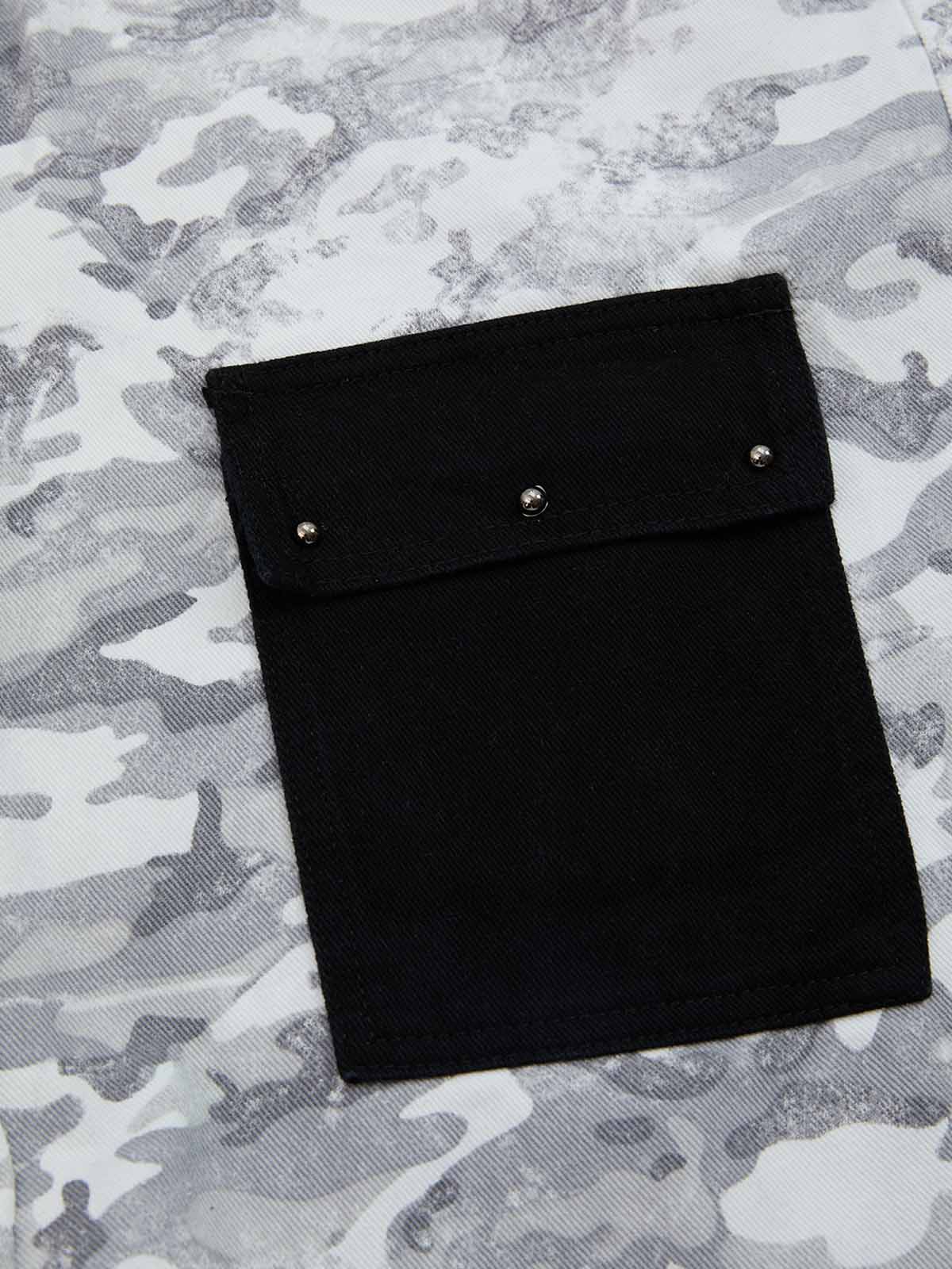 Camo Embroidered Double Waist Lace-Up Wide Leg Cargo Pants - 2599
