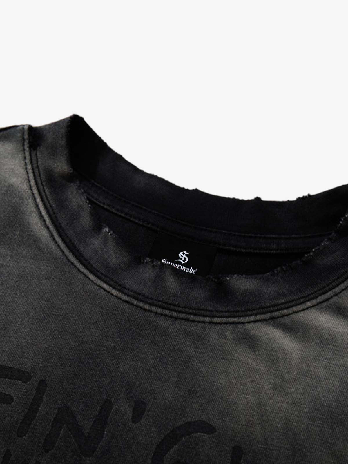 Washed Graphic Print Cotton T-Shirt