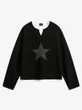 Layered Crewneck Star Print Long-Sleeve T-Shirt