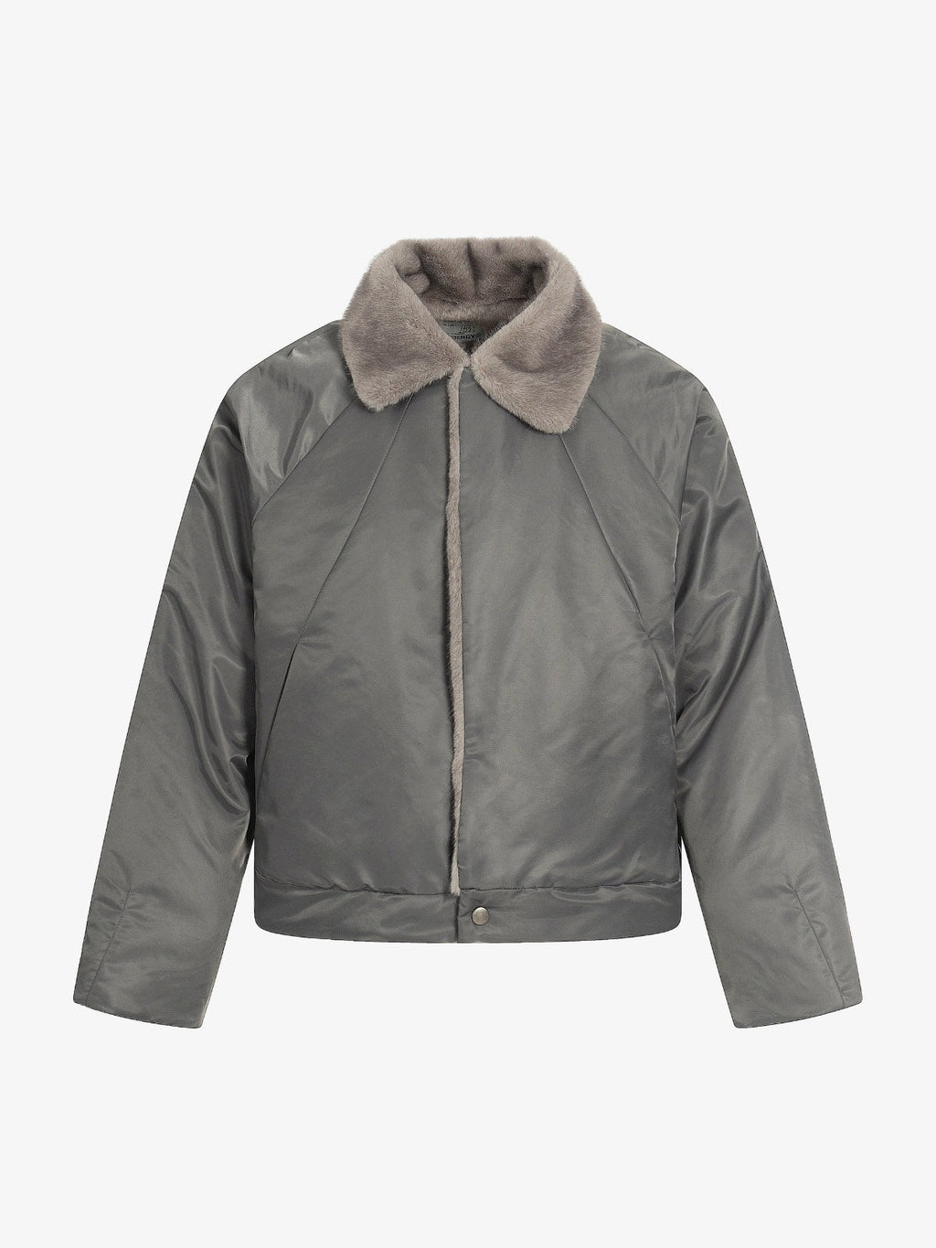 Deconstructed Patchwork Fur Collar Bomber Jacket