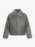Deconstructed Patchwork Fur Collar Bomber Jacket