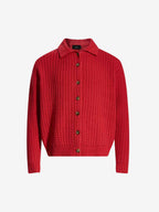 Retro Cable Knit Button-Up Collared Cardigan Sweater