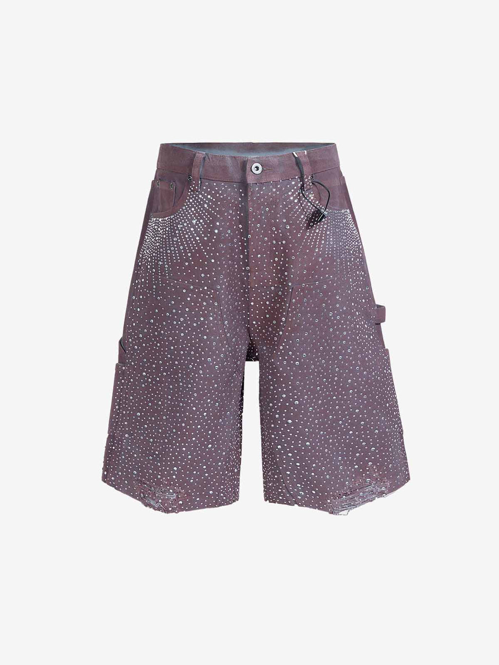 Gradient Rhinestone Embellished Denim Jorts