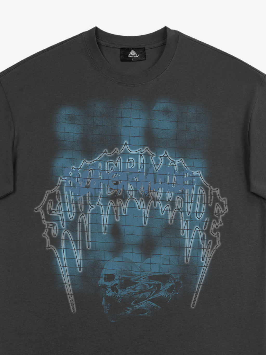 Dark Grid Skull Graphic T-Shirt