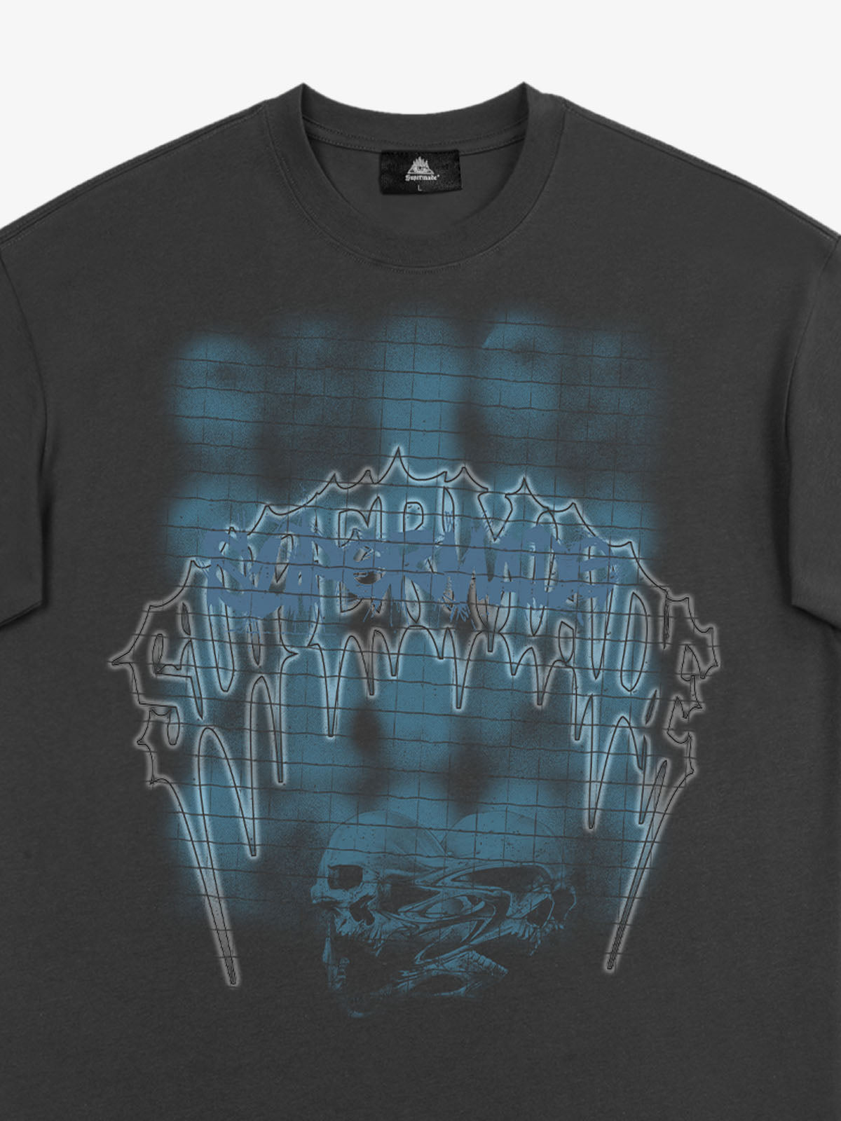 Dark Grid Skull Graphic T-Shirt