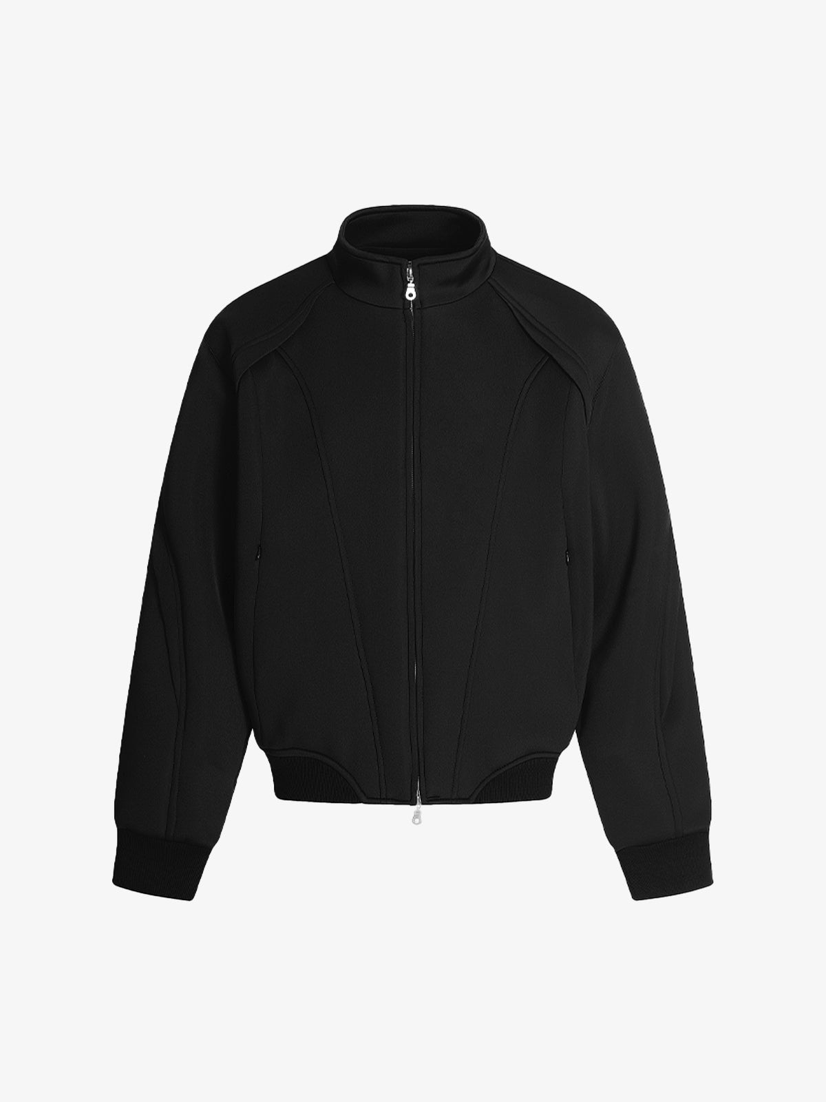 Panel Cut Stand Collar Zip Up Jacket