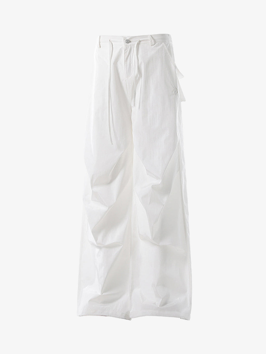 Vintage Drawstring Draped Embroidered Wide Leg Pants