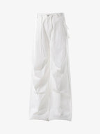 Vintage Drawstring Draped Embroidered Wide Leg Pants