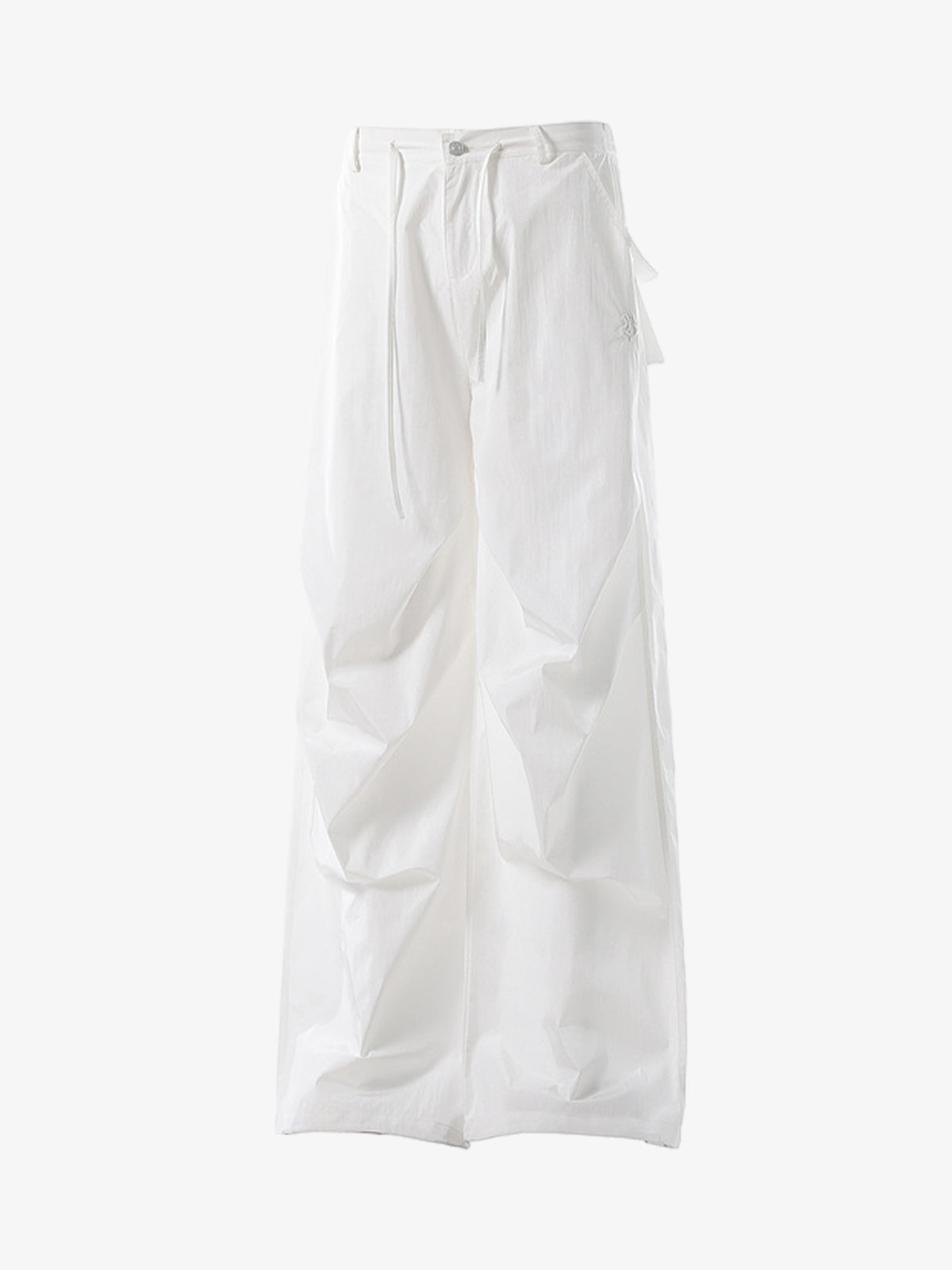 Vintage Drawstring Draped Embroidered Wide Leg Pants