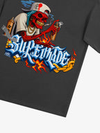 Street Skull Graffiti Artist Flame Flower Font T-Shirt