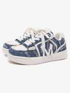Street Distressed Denim Patchwork Sneakers