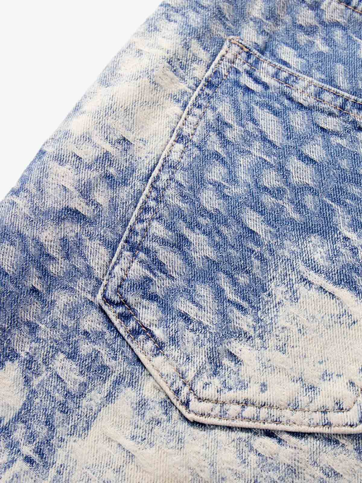 Cloud Texture Jacquard Effect Wide-Leg Jeans