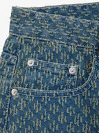 Vintage Distressed Textured Ripped Wide Leg Denim Jorts