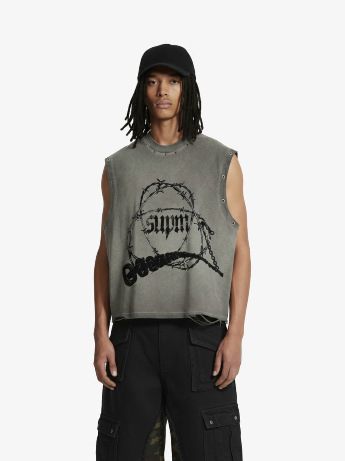 Barbed Wire Chain Graphic Sleeveless Vest