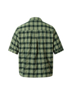 Plaid Applique Printed Short Sleeve Shirt - 2463