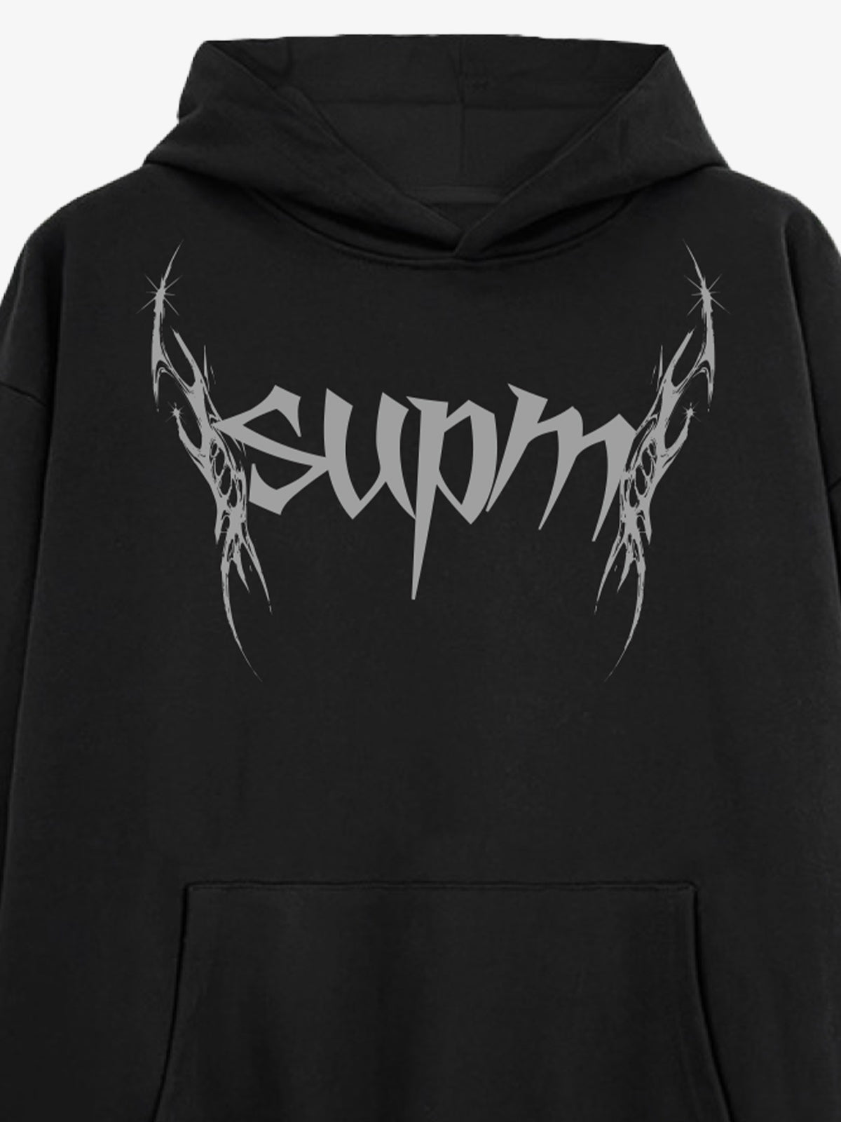 Washed Gothic Spike Letter Hoodie