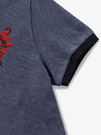Embroidered Graphic Zip Polo Shirt