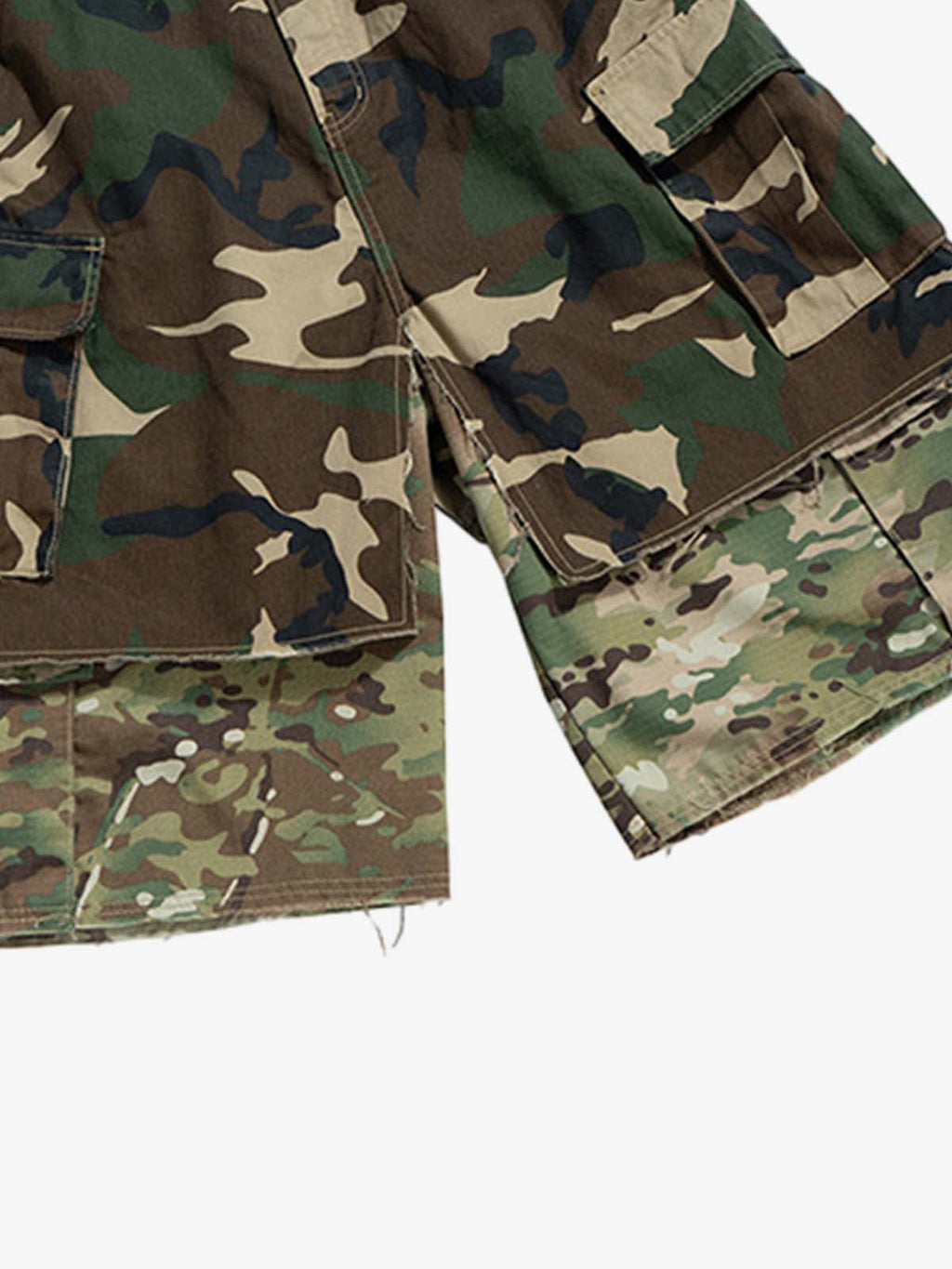 Layered Camouflage Multi-Pocket Cargo Jorts