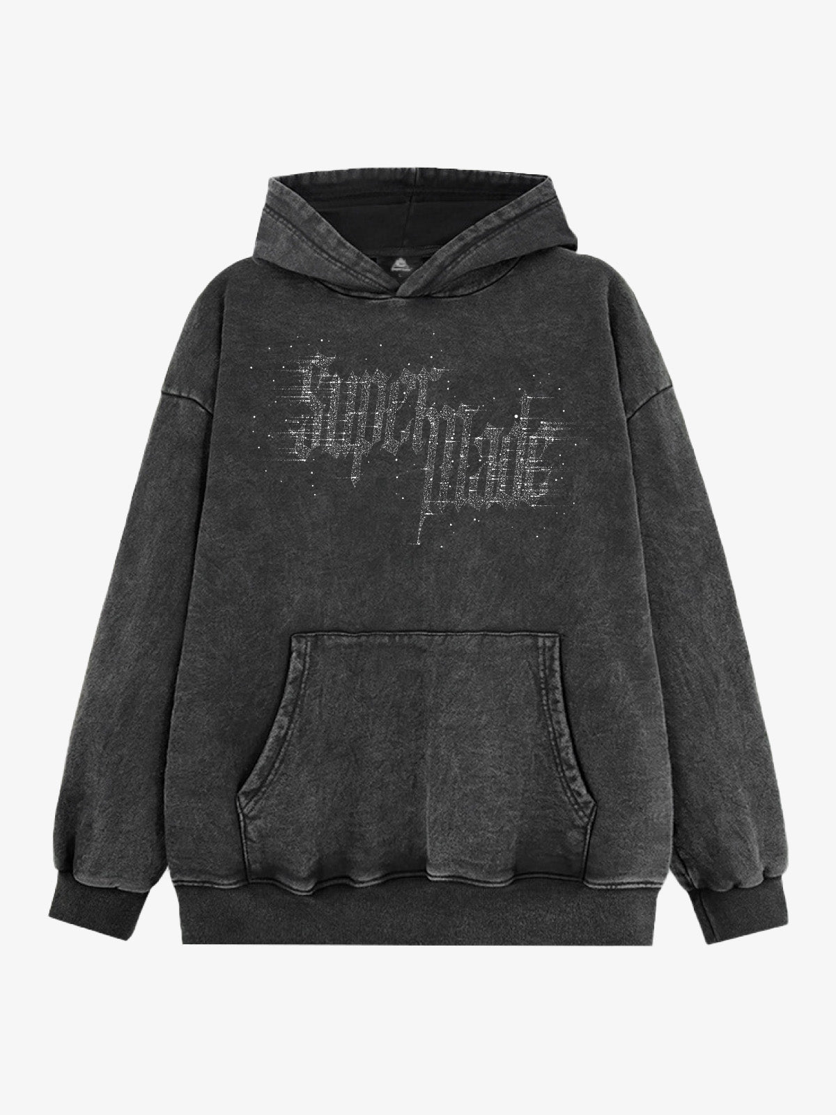 Rhinestone Distressed Letter Graphic Hoodie