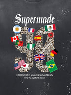Washed 90 Flags Soccer Graphic T-Shirt