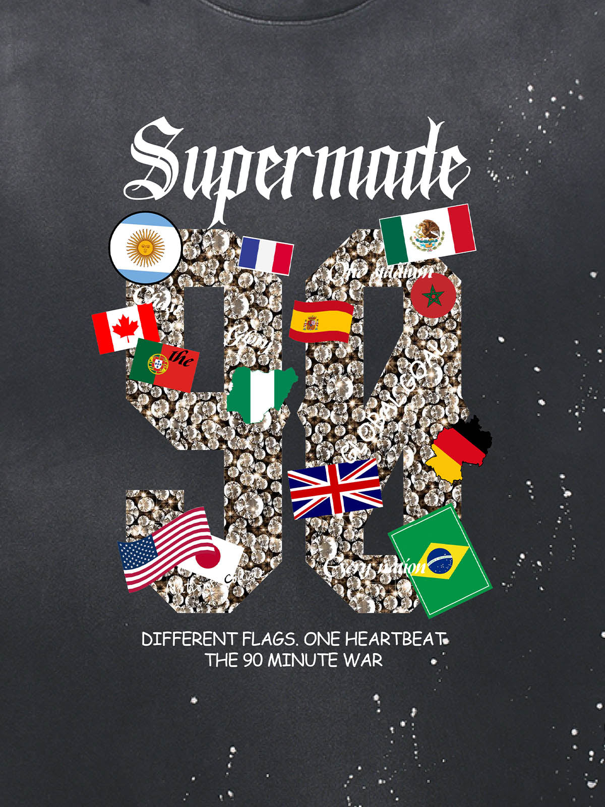 Washed 90 Flags Soccer Graphic T-Shirt
