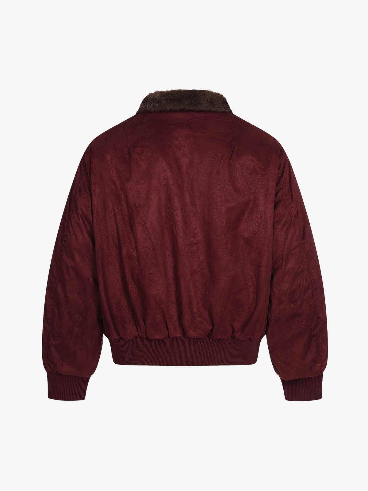 Retro Suede Faux Fur Collar Fleece Lined Bomber Jacket