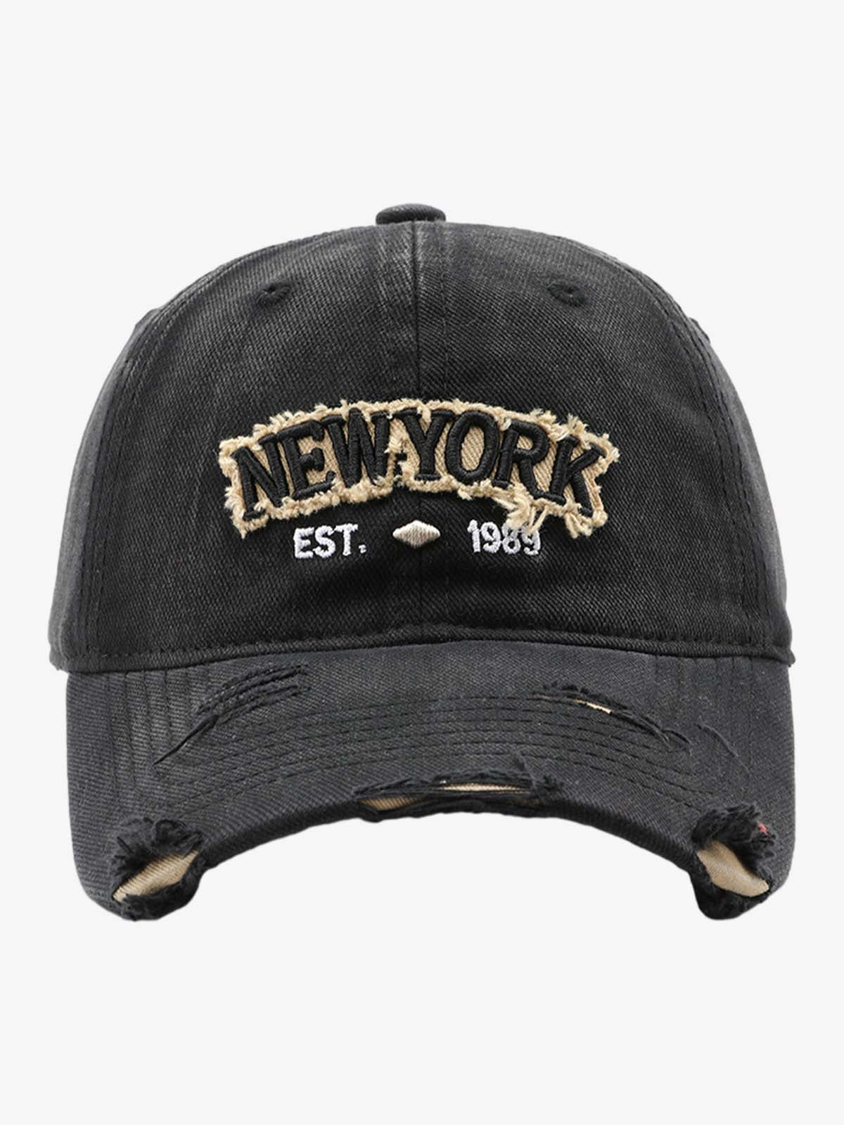 Vintage Washed Distressed Letter Embroidery Baseball Cap