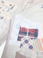 Vintage Wash Collage Print Curved Leg Denim Jeans