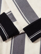 Retro Striped Polo Collar Sports Jersey Knit Sweater