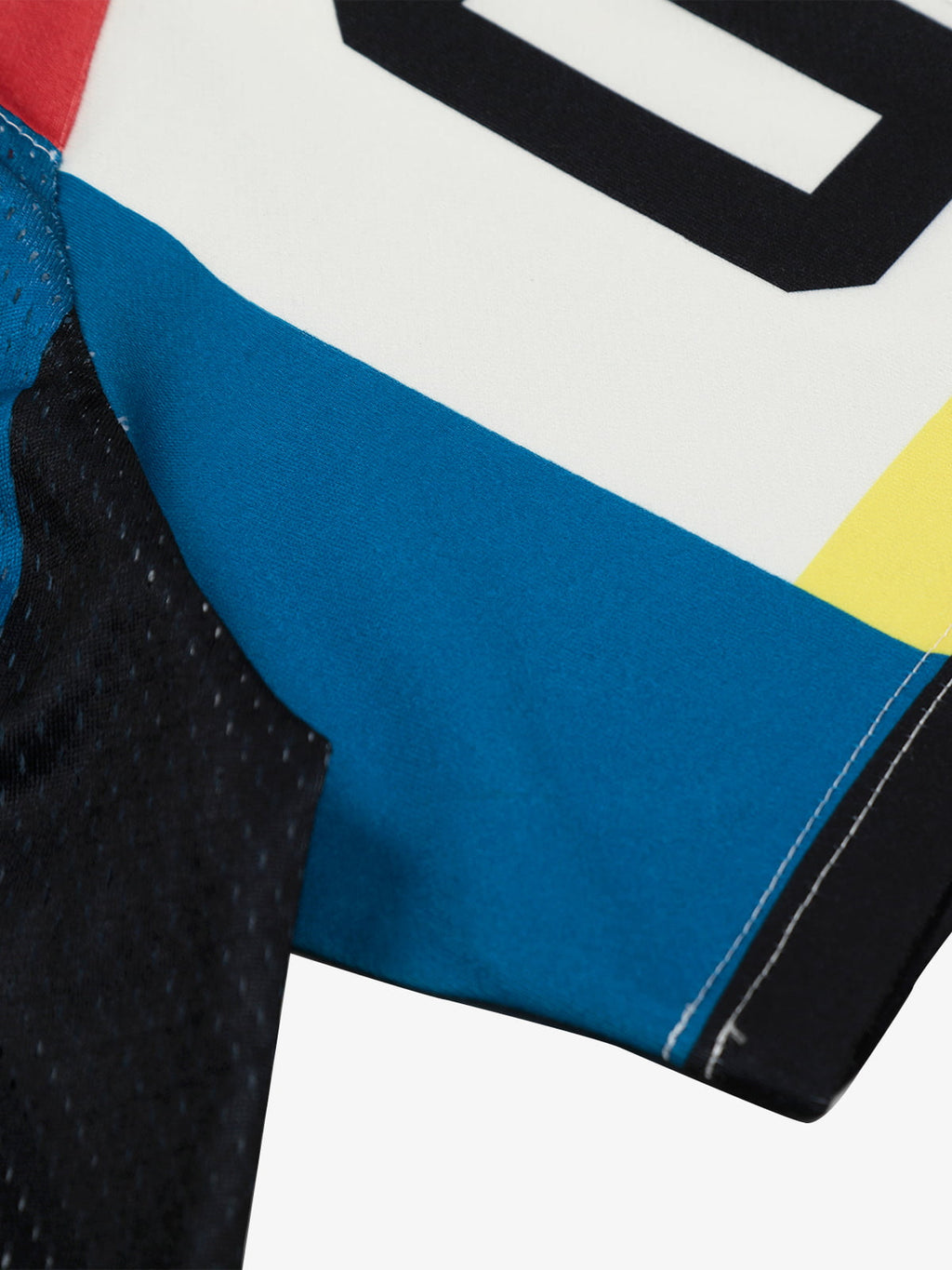 Color-Block Digital Print Mesh V-Neck Jersey