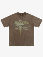 Distressed Washed Gothic Angel Graphic T-Shirt