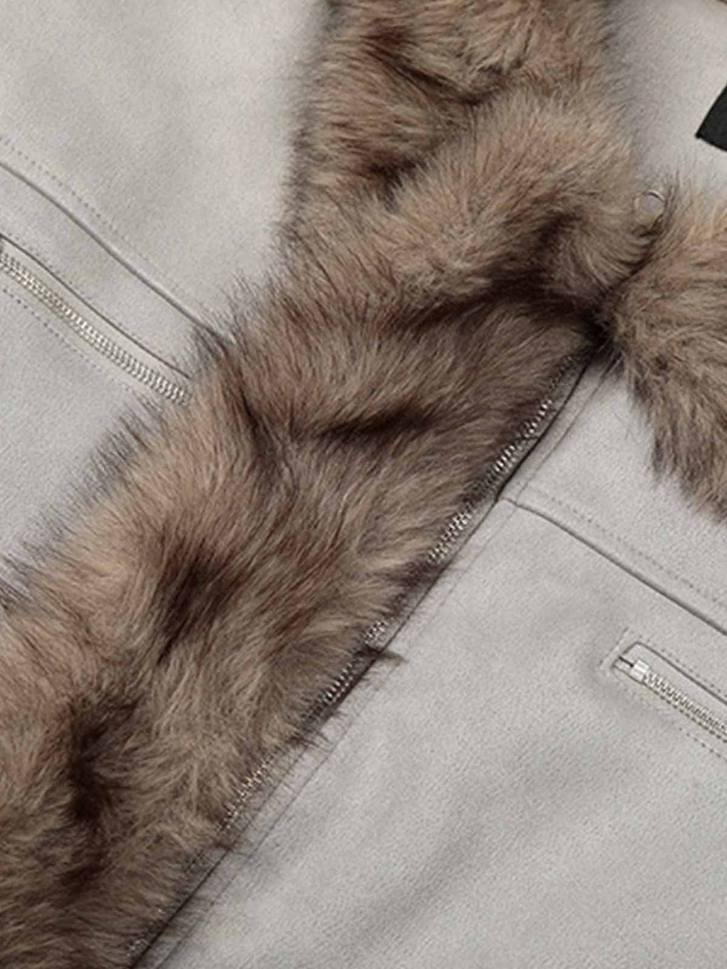 Vintage Suede Faux Fur Lined Aviator Bomber Jacket