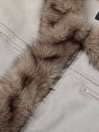 Vintage Suede Faux Fur Lined Aviator Bomber Jacket