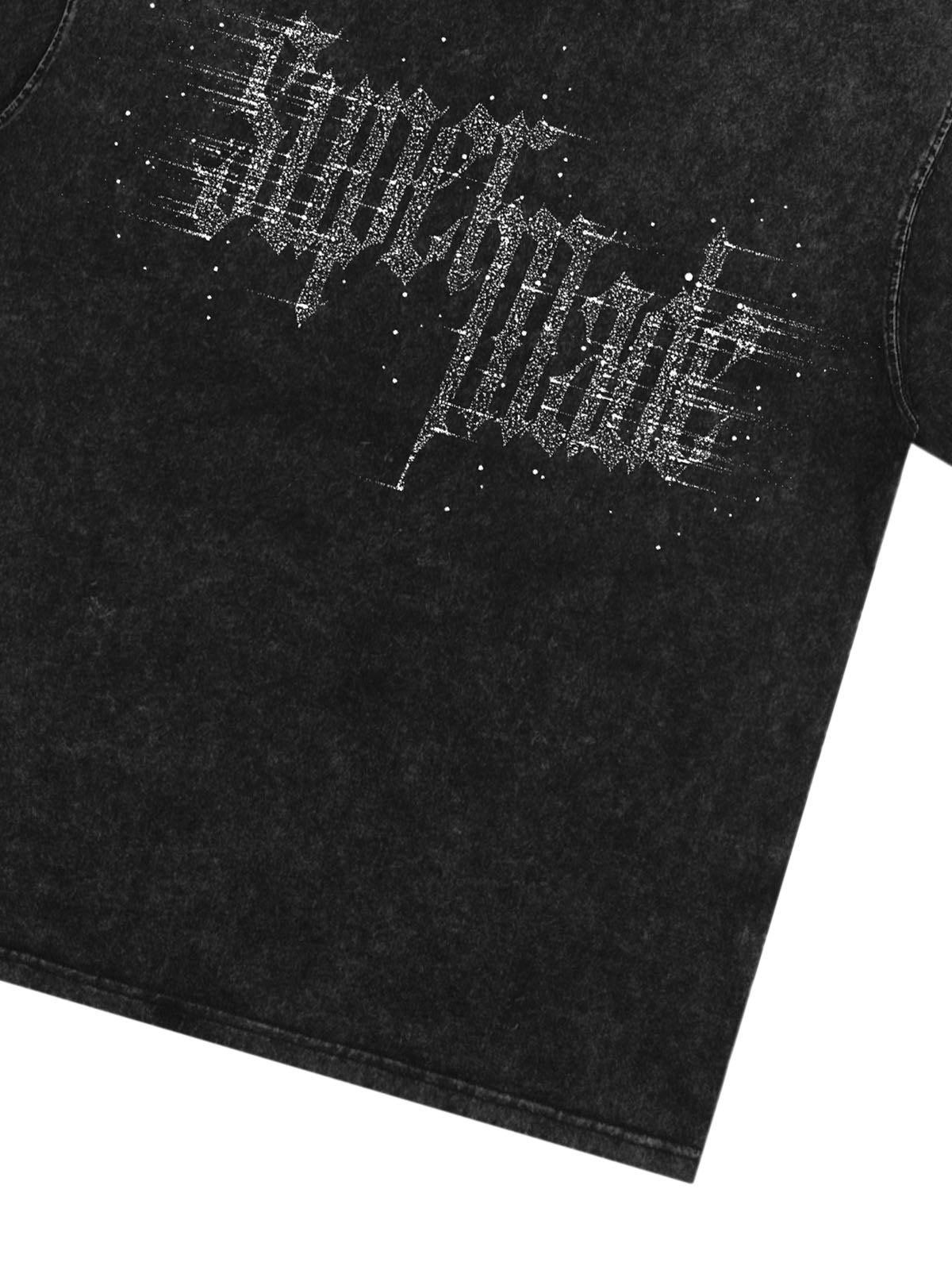 Washed Gothic Letter Imitation Diamond T-Shirt