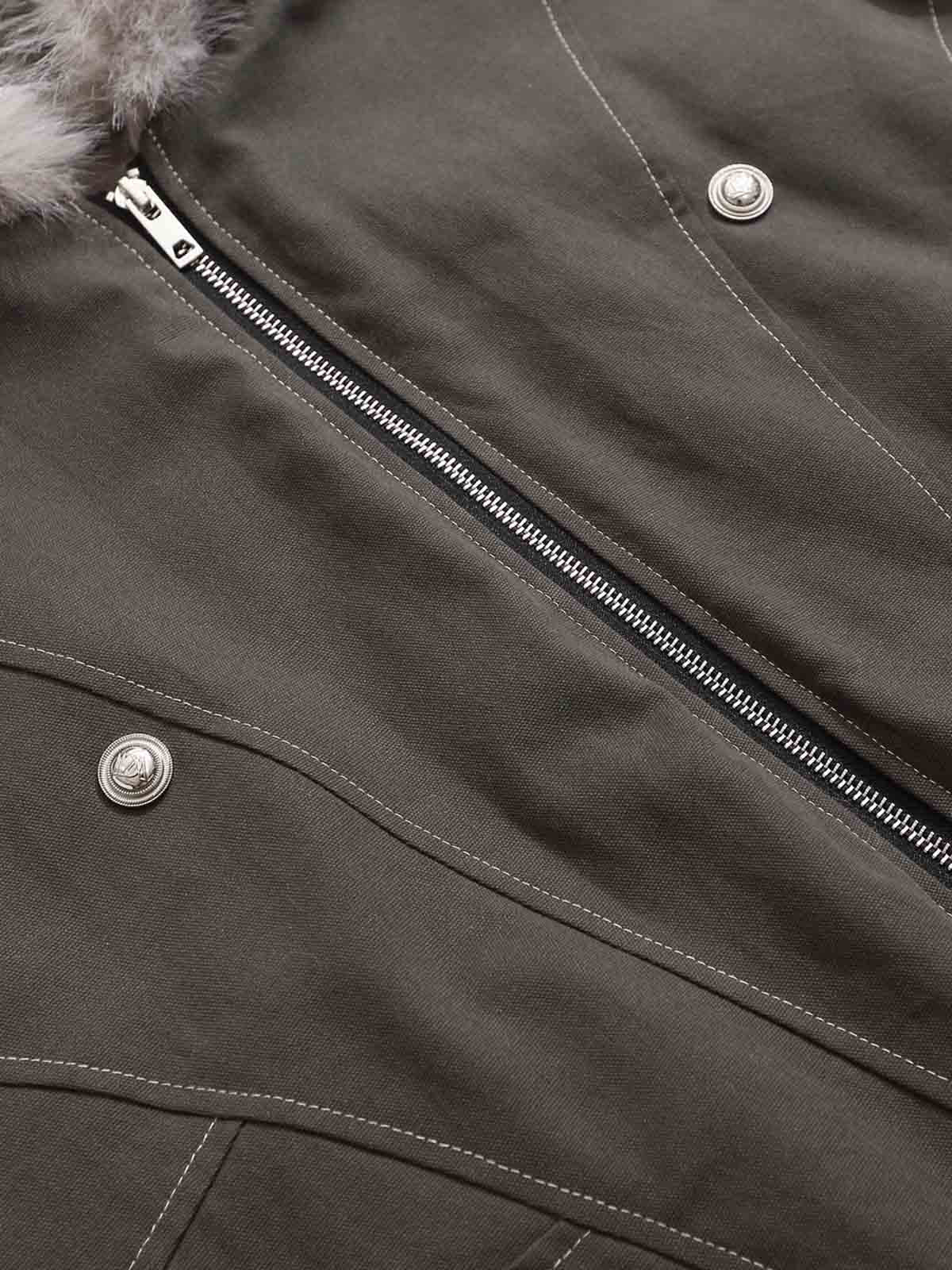 Faux Fur Hooded Padded Bomber Jacket
