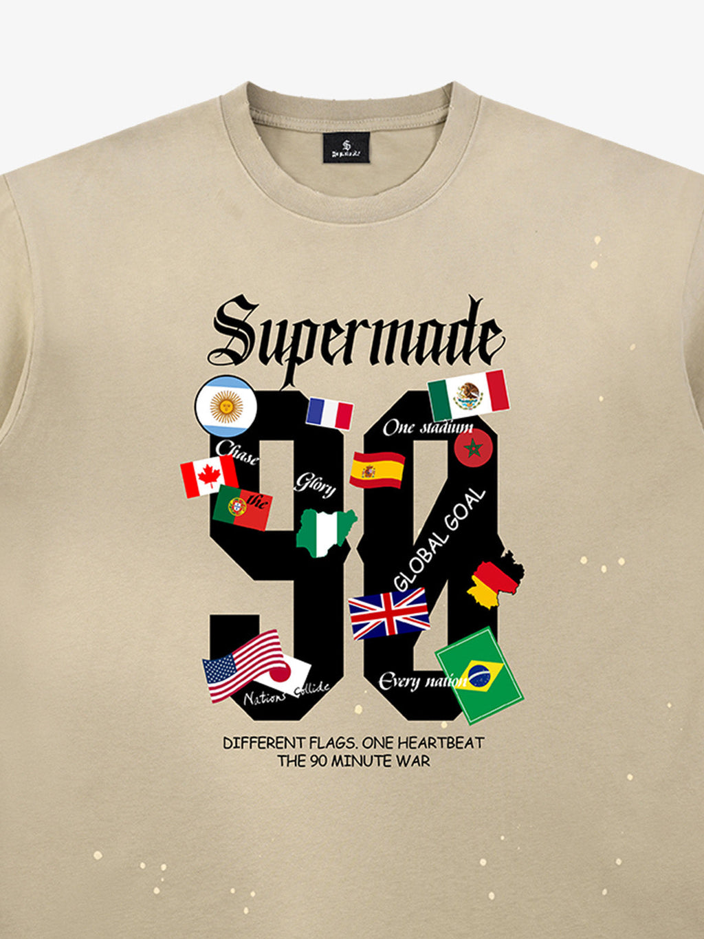Washed 90 Flags Soccer Graphic T-Shirt