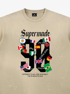 Washed 90 Flags Soccer Graphic T-Shirt