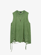 Street Ripped Vest with Detachable Necklace