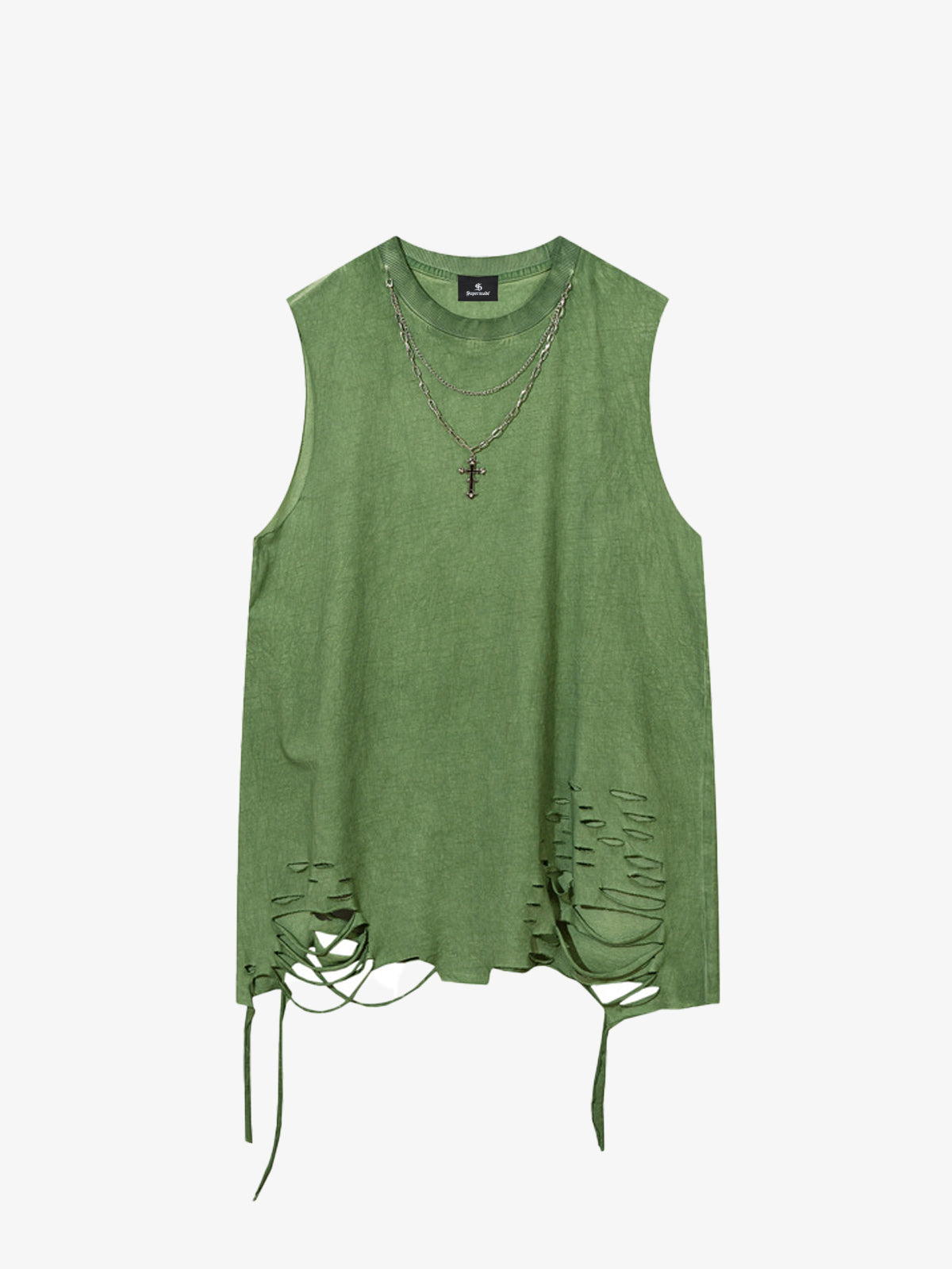 Street Ripped Vest with Detachable Necklace