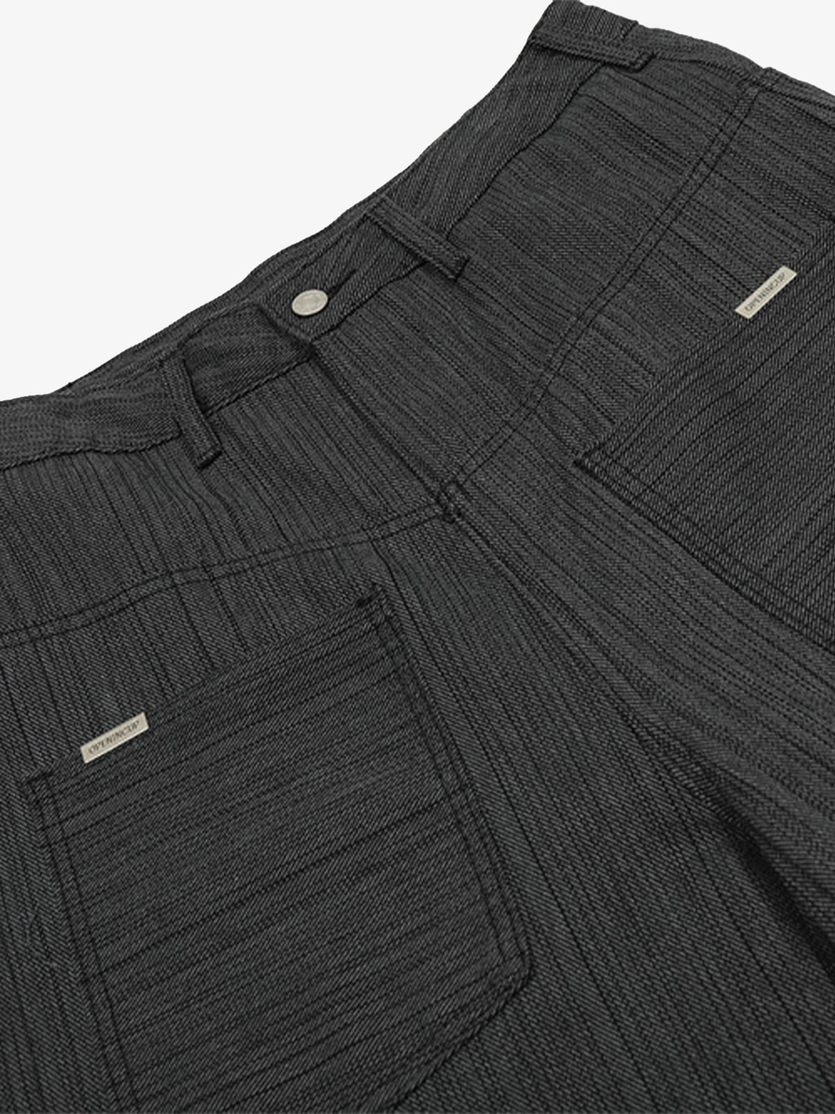 Striped Textured Reverse Pocket Pants