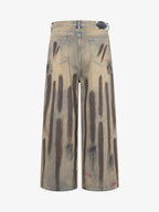 Retro Washed Brushstroke Baggy Jeans