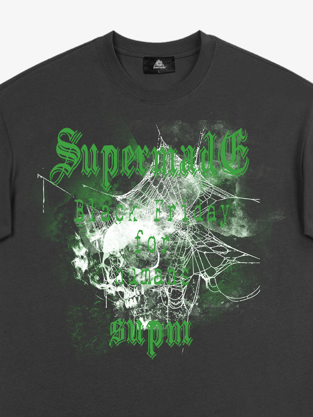 Gothic Skull Spiderweb Graphic T-Shirt