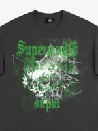 Gothic Skull Spiderweb Graphic T-Shirt
