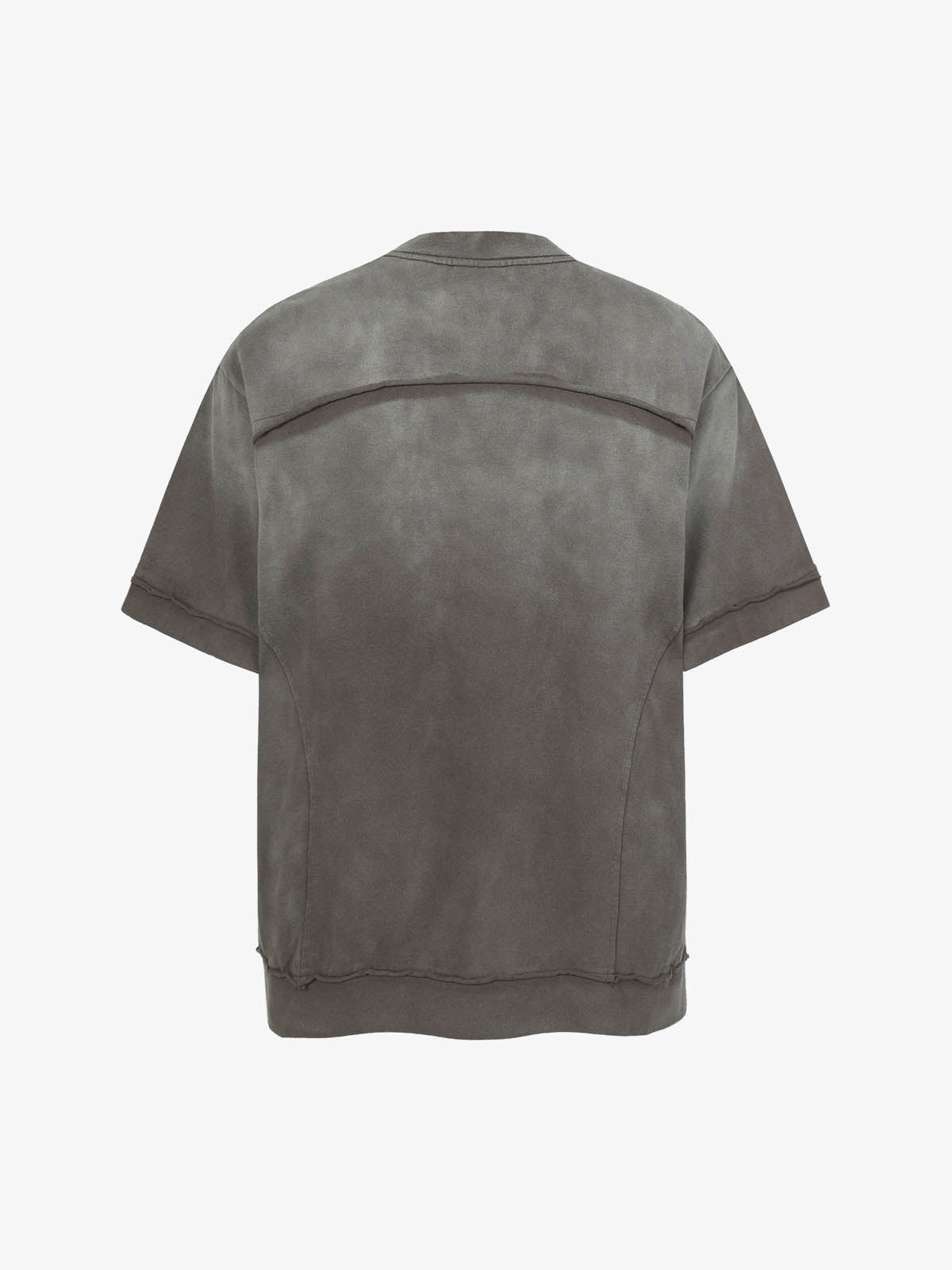 Spray Washed Raw Edge Raglan Knit T-Shirt
