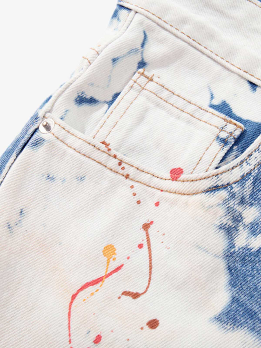 Bleached Paint Splatter Graphic Jeans